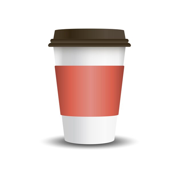 Hot drink paper cup with mockup sleeve vector