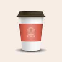 Free vector hot drink paper cup with mockup sleeve vector