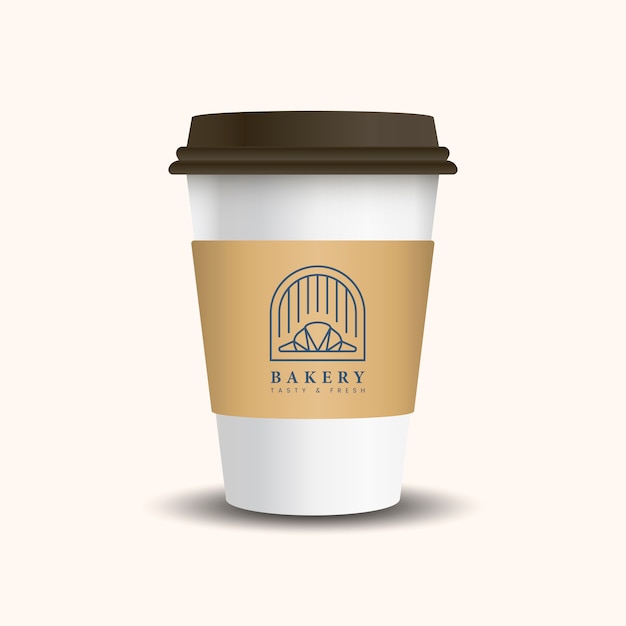 Hot drink paper cup with mockup sleeve