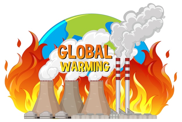 Free vector hot flame on earth global warming icon