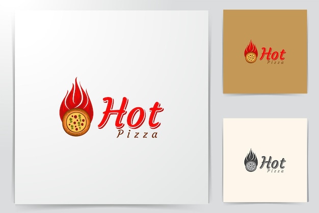 Hot pizza logo designs inspiration isolated on white background