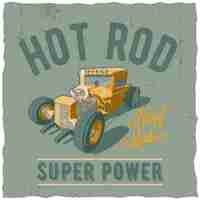 Free vector hot rod super power label