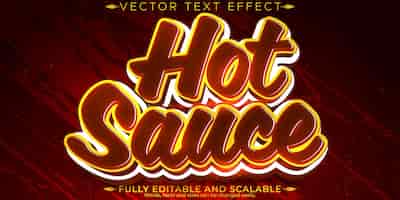 Free vector hot sauce pepper text effect editable mexican food fire text style