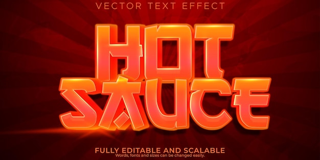 Free vector hot sauce text effect editable chili and pepper text style