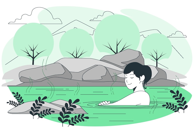 Free Vector hot spring concept illustration