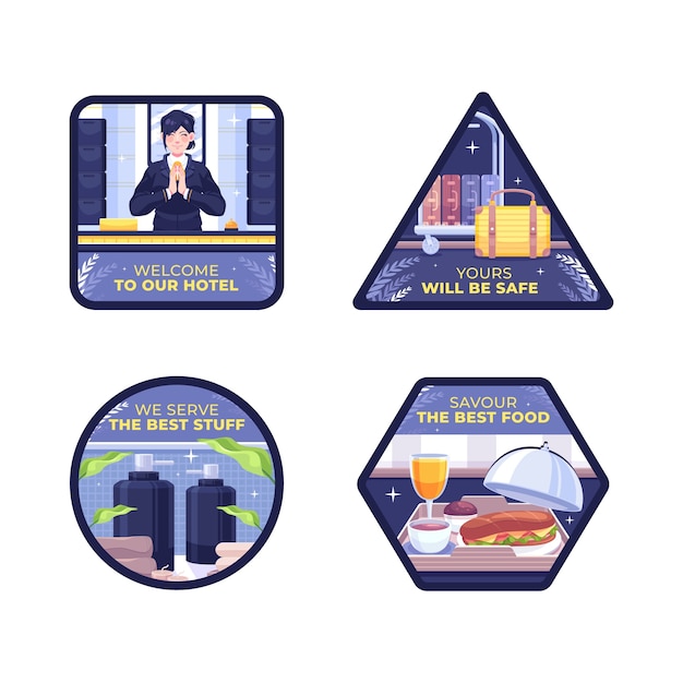 Free vector hotel badges template design