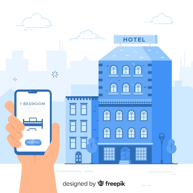 Hotel booking concept in flat style