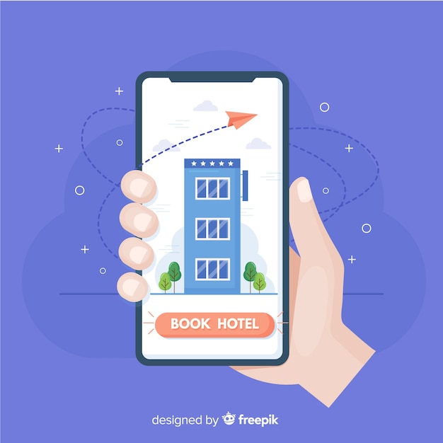 Hotel booking concept in flat style