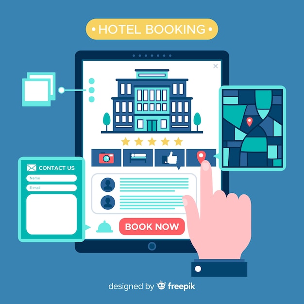 Free vector hotel booking concept in flat style