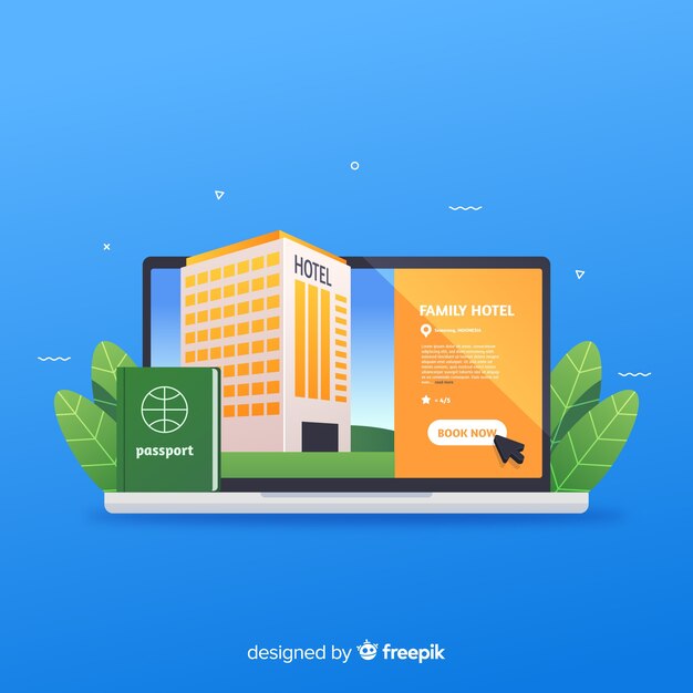 Hotel booking concept in flat style