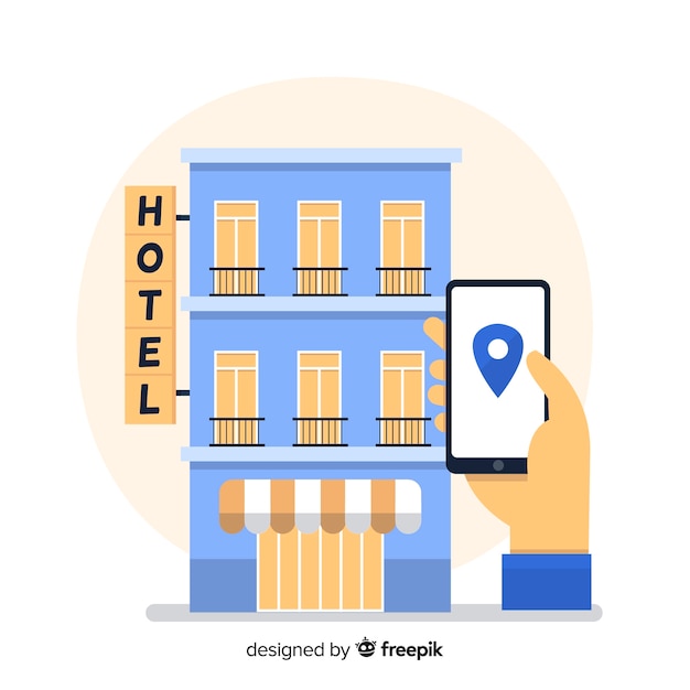 Бесплатное векторное изображение Бронирование отелей через мобильный телефон