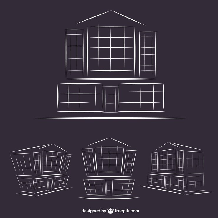 Free Vector hotel buildings line art graphics 