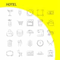 Free vector hotel hand drawn icon for web print and mobile uxui kit such as clock optimization time time optimization weight machine scale pictogram pack vector