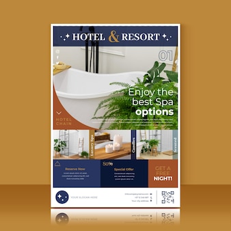 Hotel information flyer template with photo