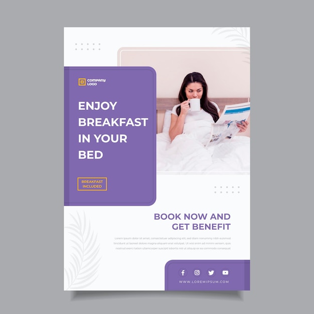 無料ベクター 写真付きホテル情報チラシ
