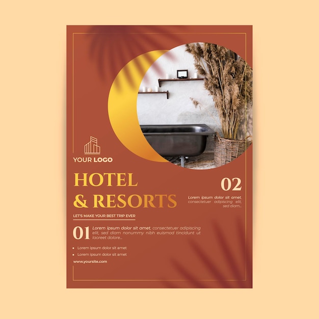 Hotel information flyer with photo