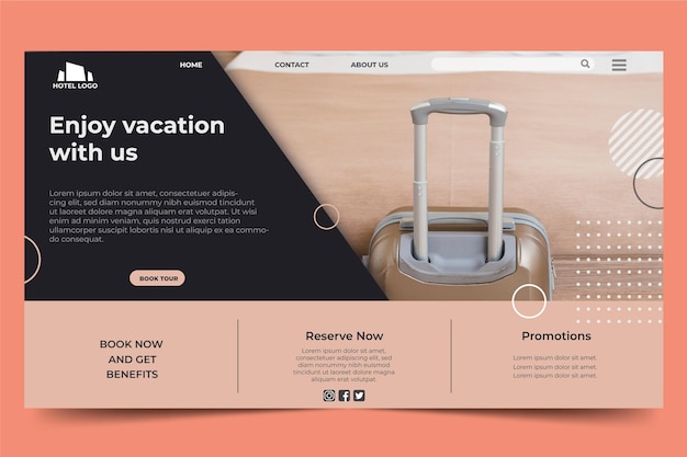 Hotel landing page with photo