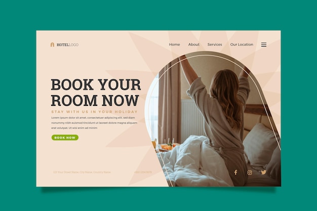 Hotel landing page with photo