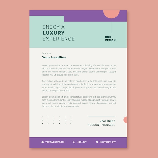 Free vector hotel letterhead template design