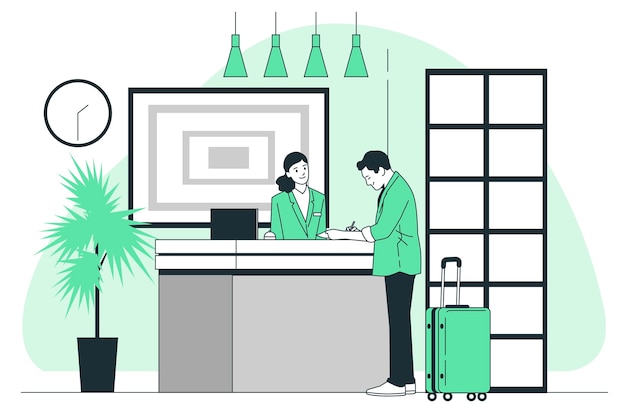 Free vector hotel reception concept illustration