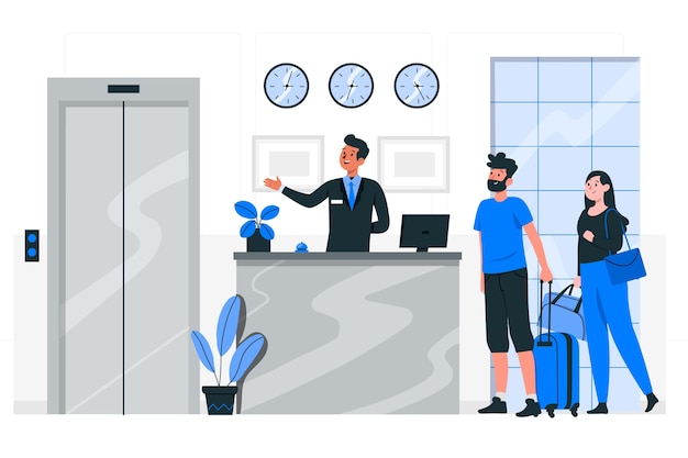 無料ベクター ホテルのフロントの概念図