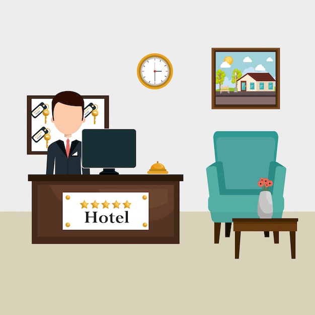 Vettore gratuito avatar di lavoro della receptionist dell'hotel