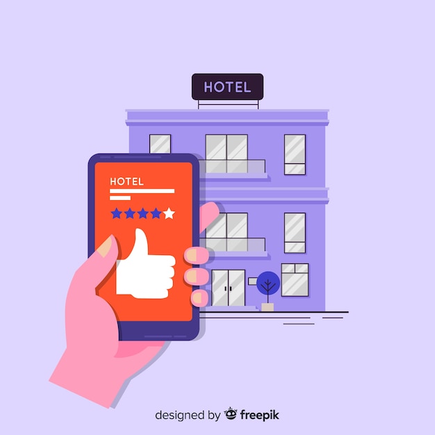 Vettore gratuito concetto di recensione dell'hotel