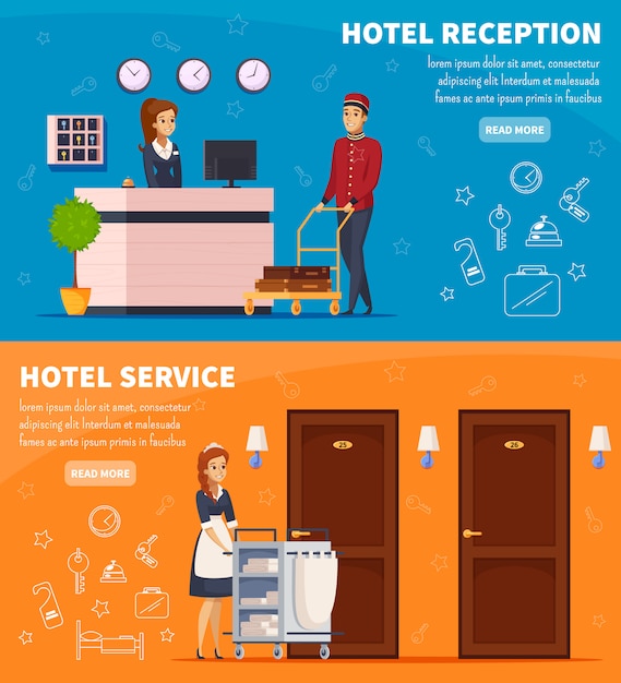 Free vector hotel service horizontal banners