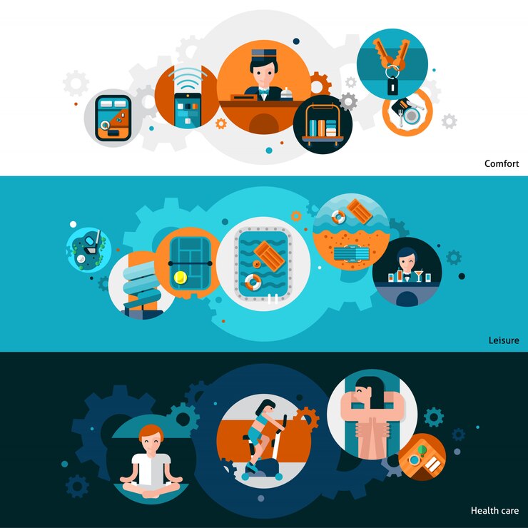 Free Vector hotel services banners set