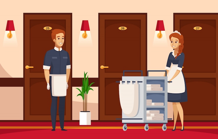 Free Vector hotel staff cartoon composition