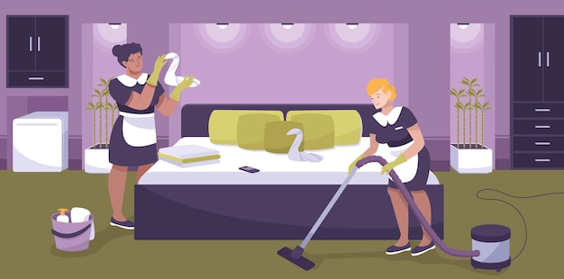 Free vector hotel staff illustration with cleaning services