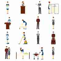 Free vector hotel staff set