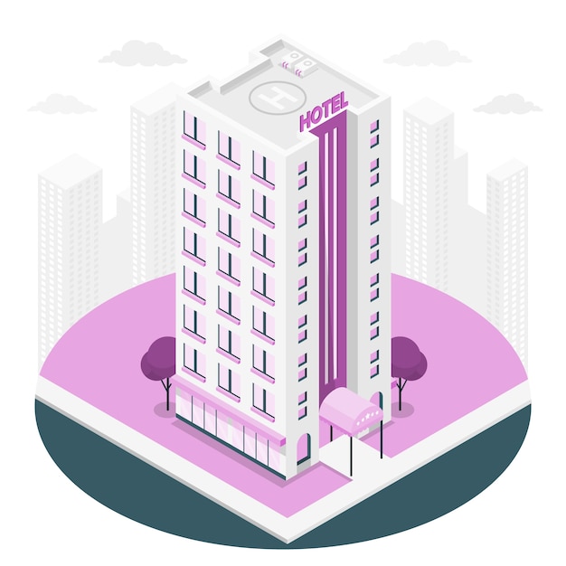 Free vector hotel tower concept illustration