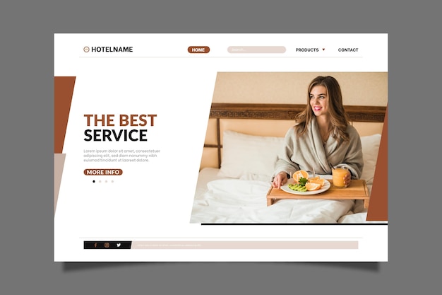 Free vector hotel web template with photo