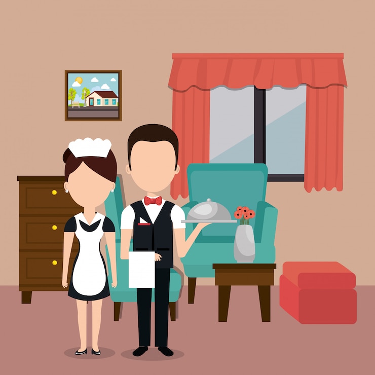 Free Vector hotel workers avatars characters