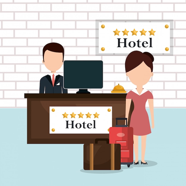 Vettore gratuito personaggi di avatar di lavoratori dell'hotel