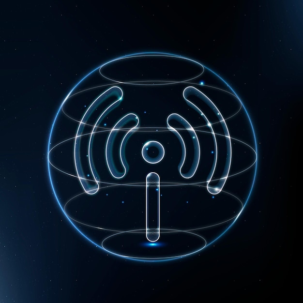 Free vector hotspot network technology icon in blue on gradient background