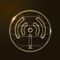 Free vector hotspot network technology icon vector in gold on gradient background