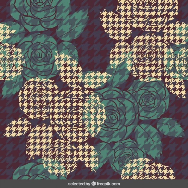 Houndstooth background with roses