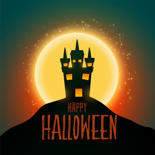 Free vector hounter house for happy halloween festival