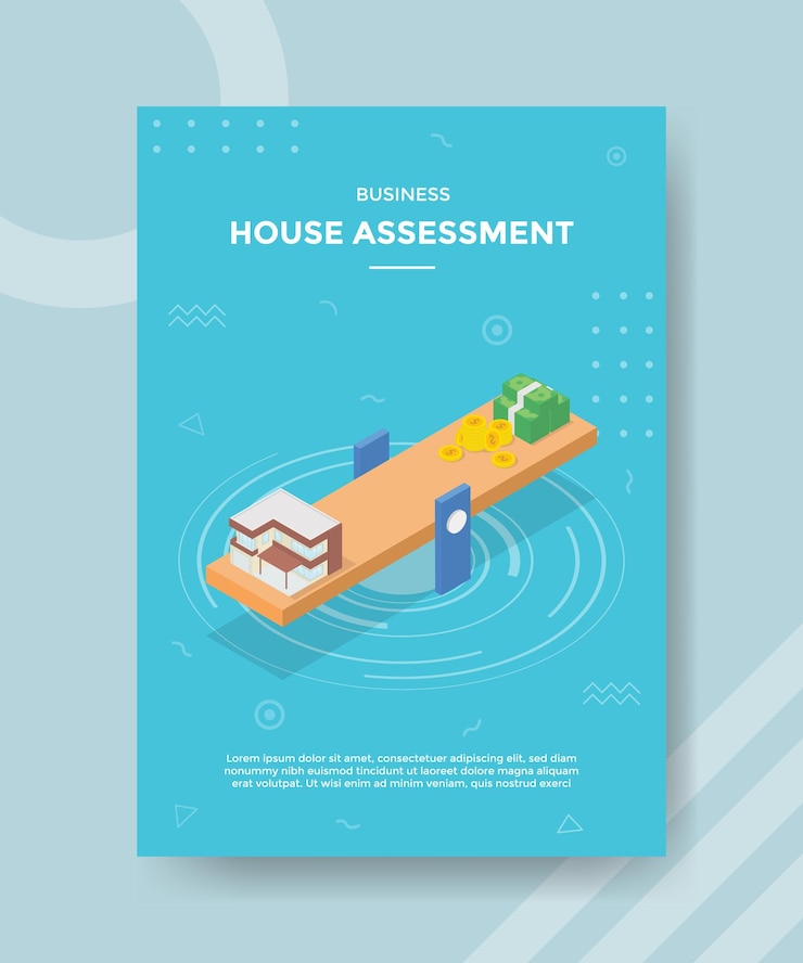 Free Vector house assessment concept for template banner and flyer with isometric style