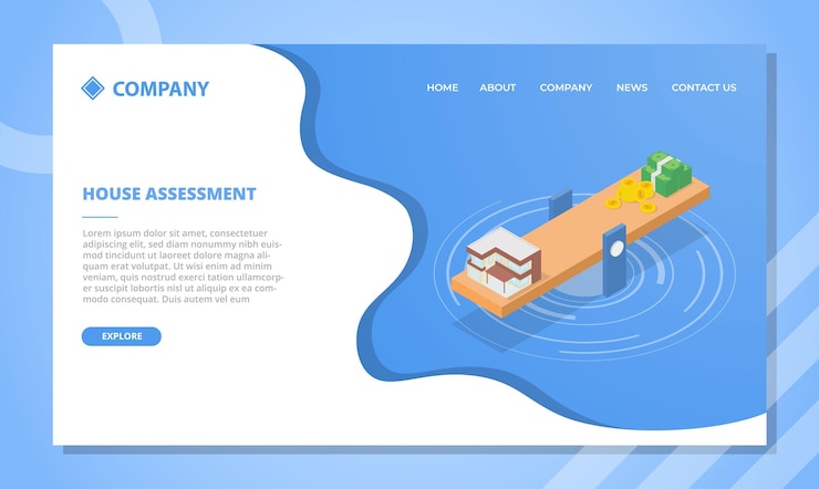 Free Vector house assessment concept for website template or landing homepage with isometric style vector illustration