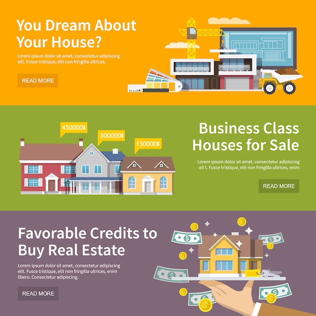 Free vector house banner set