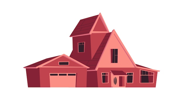 House building, cartoon illustration