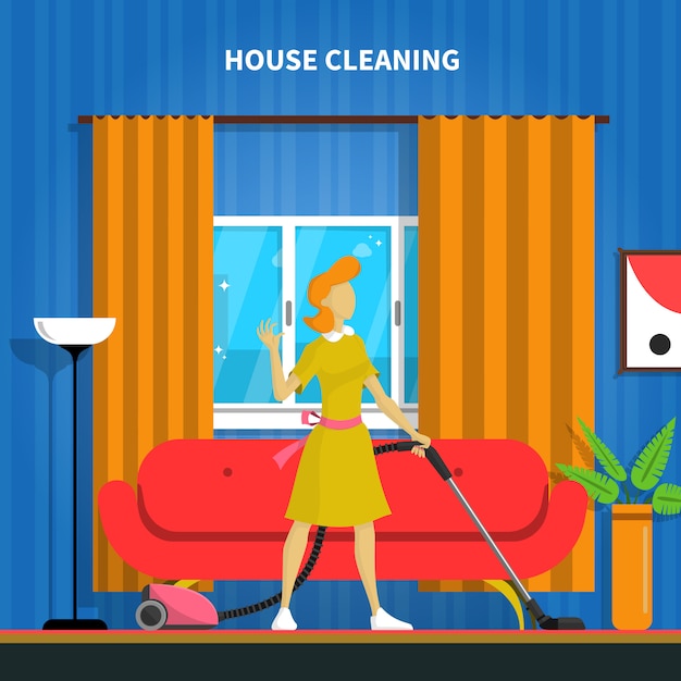 Vettore gratuito illustrazione del fondo di pulizia della casa