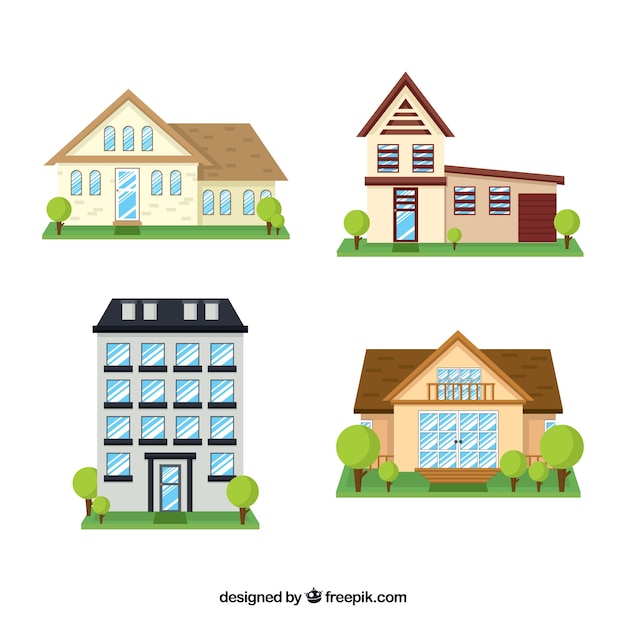 Free vector house collection of four