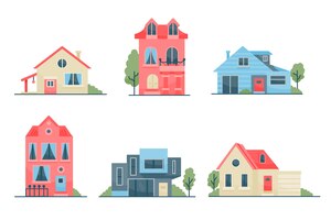 Free vector house collection illustration concept
