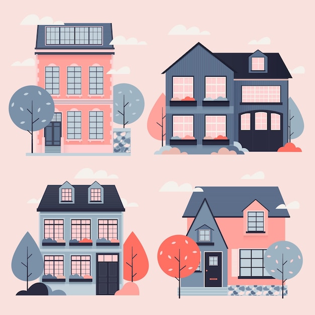 Free vector house collection illustration concept