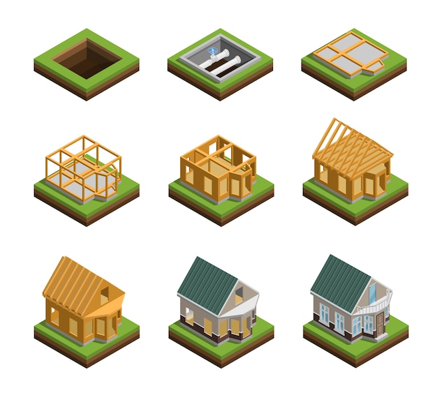 Free vector house construction icons set