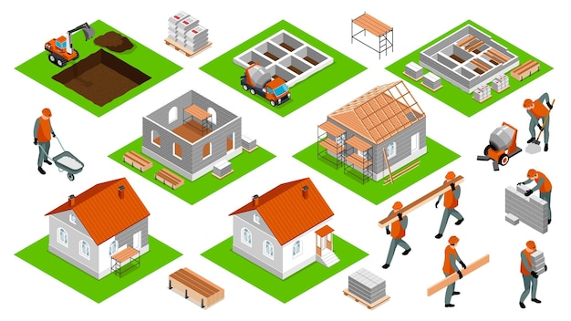 無料ベクター 住宅建設セット